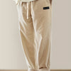 HIDKAT Men's Beige Corduroy Pants - Loose-Fit Straight-Leg Casual Trousers