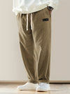 HIDKAT Men's Beige Corduroy Pants - Loose-Fit Straight-Leg Casual Trousers