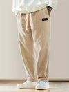 HIDKAT Men's Beige Corduroy Pants - Loose-Fit Straight-Leg Casual Trousers